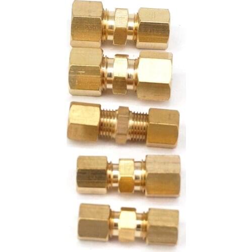 Compression Fitting 1/8" 3/16" 1/4" 3/8" 5/16" 1/2" 5/8" 3/4" Straight Equal Reducer Hex Brass Pipe Connector