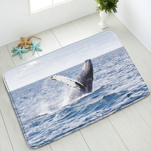 Ocean Animals Non-Slip Bathroom Mat Turtle Dolphin Shark Fish Penguin Bedroom Kitchen Doormat Indoor Floor Mats Absorbent Carpet