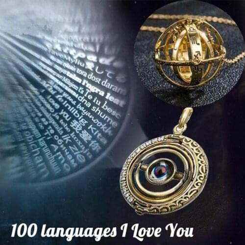 Creative Astronomical Ball Projection Necklace 100 Languages I Love You Pendant Necklace Couple Necklace Gift Jewelry