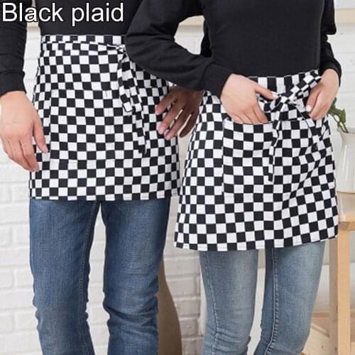 2019 Striped Plaid Half-Length Short Waist Apron with Pocket Catering Chef Waiter Bar