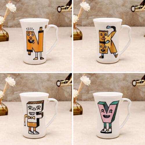 Light luxury cartoon style ceramic wash cup creative personality trend English letters lovers Wash Cup brush cup jar