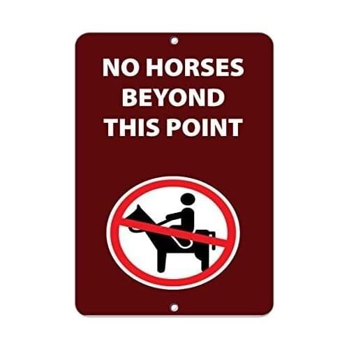 Stevenca Metal Tin Sign No Horses Beyond This Point Activity Sign Park Signs Metal Aluminum Sign for Wall Art Inch