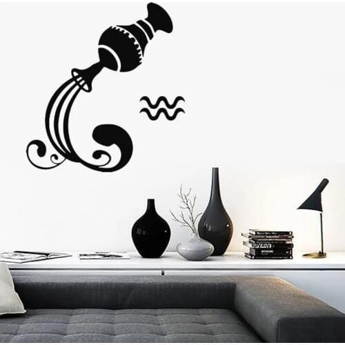 Bottle Wall Sticker Astrological Decal Zodiac Symbol Sign Home Decoration Aquarius Bedroom Wall Decor Wave Removable C2016