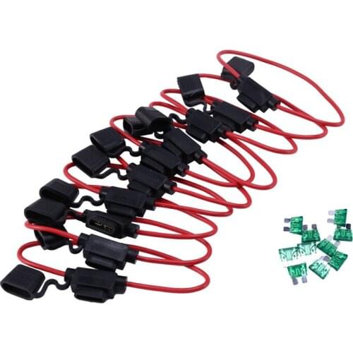 NI-FH01 Inline Fuse Holder 14AWG Wiring Harness ATC/ATO 30AMP Blade Fuse Automotive Fuse Holder - 10 Pack