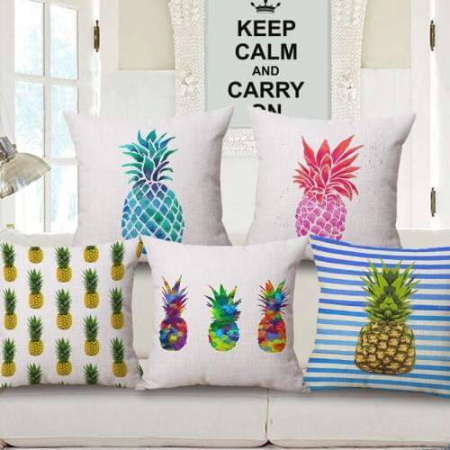 New cotton Linen cushion cover Fashion pineapple Pattern Print Cushion Home Sofa Chair Seat Decorative Pillow case 45x45cm Decor