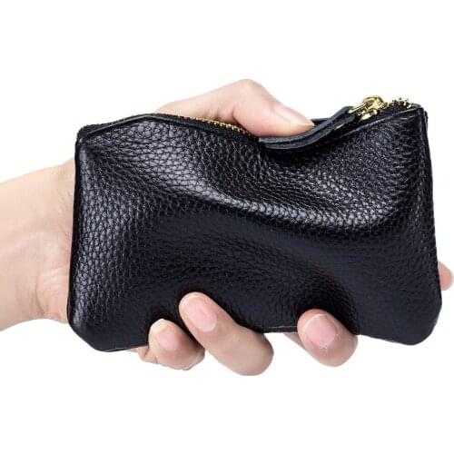 New Ultra-Thin Coin Purse For Women Solid Color Soft Leather Small Bag Simple Horizontal Square Zipper Coin Purse Keychain