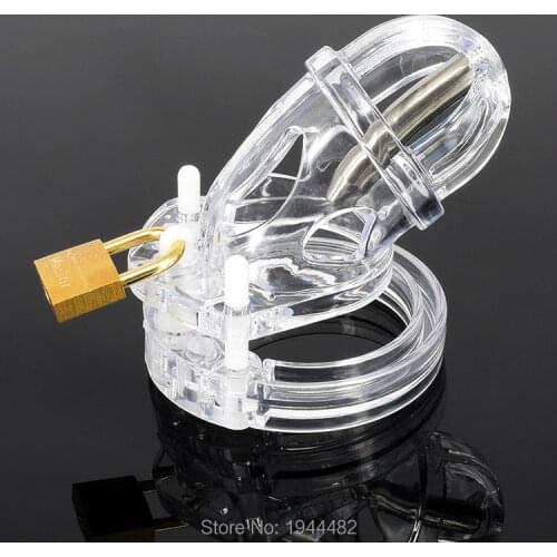 Plastic Male chastity lock Chastity Device with urethral catheter 8mm Chastity Belt Cock Cage Penis Ring Bondage Sex Toys