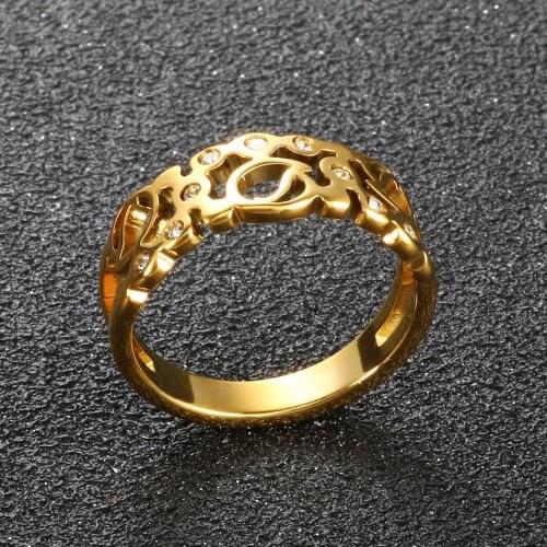 Luxury Hollow Irregular Inlaid Rhinestone Rings Fashion Stainless Steel Elegant Wedding Crystals Finger Jewelry For Women Men