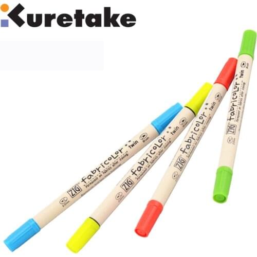 ZIG Fabric Markers Kuretake Brush Pens TC-4000 FABRICOLOR TWIN Tip DIY for Fabric Japan