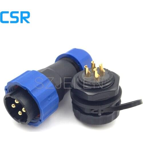 SD20TP-ZM, 4pin IP68 waterproof power wire connector male to female for outdoor, Rated current 25A, 20mm panel mount connector