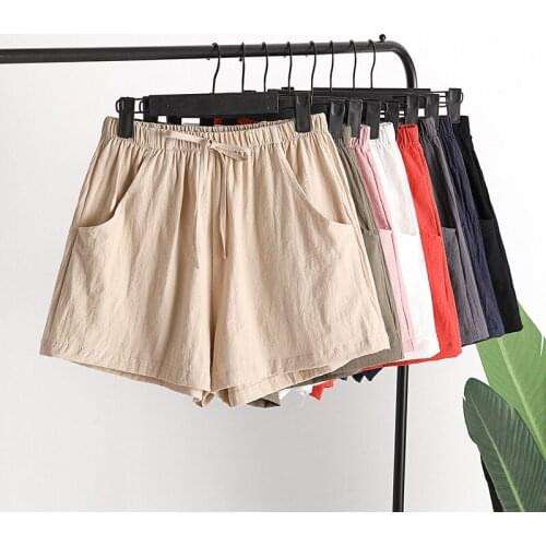 2021New Womens Shorts Hot Summer Casual Cotton Linen Shorts Plus Size Mid Waist Short Fashion Woman Streetwear Short Pants