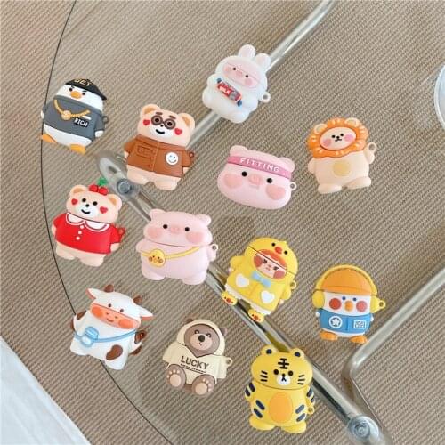 Cute earphone case holder for Apple airpods 3 generation protective sleeve pro Bluetooth headset shell Cartoon little zoo ins