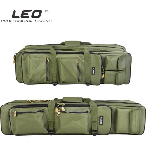 LEO 80cm/100cm 3 Layer Fishing Rod Reel Carrier Bag Outdoor Fishing Bag Backpack Fishing Pole Tackle Storage Bag Case Waterproof