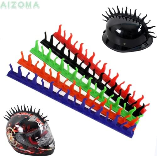 Unisex Motorcycle Helmet Spike Strip Mohawk Warhawk Fire Flame Capacete Rubber Strip Decorative Stickers Universal