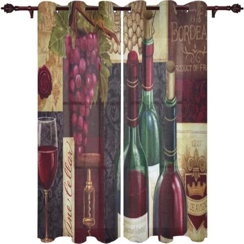 Wine Grape Retro Pattern Modern Living Room Curtains Polyester Used In Kitchens Used In Bedroom Window Decorations Custom Size