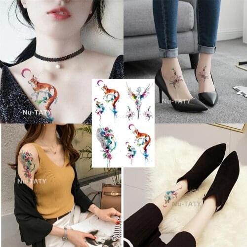 Nu-Taty Waterproof Temporary Sticke Dazzling Color Series Color Reindeer Green Clown Moon Fox Flash Tattoo Stickers