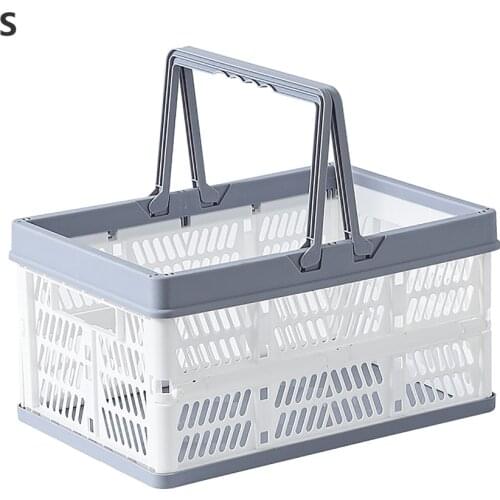 Shopping Basket Box Collapsible Storage Crate Foldable Material: Plastic S/M/L Comfortable Fruits Picnic With Handle Organizer