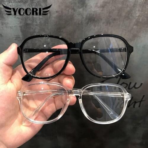 YCCRI Anti-blue Light Flat Mirror Ultra Light Round Face Thin Literary Glasses Transparent Frame Reading Glasses Women Glasses