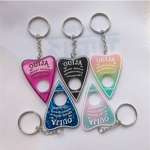 1PC Women Keyring Multicolor Flatback Resin Ouija Planchette Charms Gradient Board Keychain