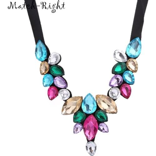 Match-Right Women Necklace Multicolor Statement Necklaces Pendants Glass Jewelry Collar Necklace Women Accessories KK039
