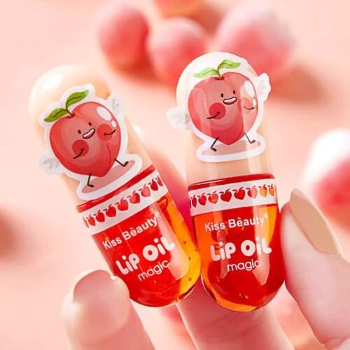 2PCS 3ML Peach Moisturizing Lip Oil Temperature Change Capsule Lip Gloss Easy Color Non-sticky Cup Nourishing Lip Glaze Lip Balm