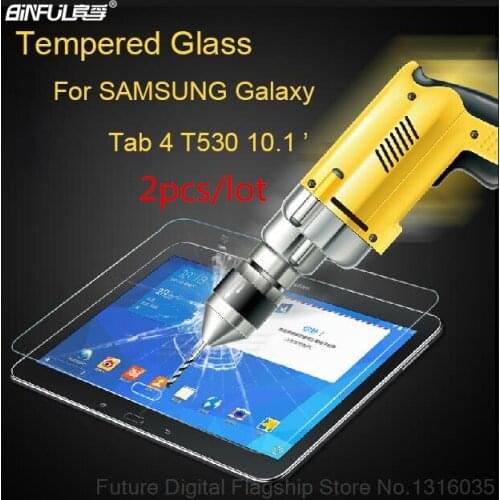 2 pcs Premium 9H 0.3mm Tempered Glass for Samsung Galaxy Tab 4 10.1 T530 T531 T535 Transparent Screen Protector Film