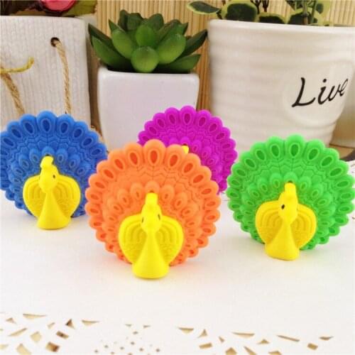 24 Pcs Creative Stationery Peacock Toys Removable Eraser Environmental Student Prizes Novelty Erasers