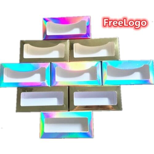 25mm 3D Mink Lash holographic Rectangle Cardboard Box False Eyelashes Packaging Box Empty Eyelash Packaging Box makeup free logo