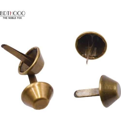 50pcs Bag Accessories Rivets 12mm 15mm Metal Crafts Feet Rivets Studs Pierced for Purse Handbag Punk Rock Rivets DIY Accessories