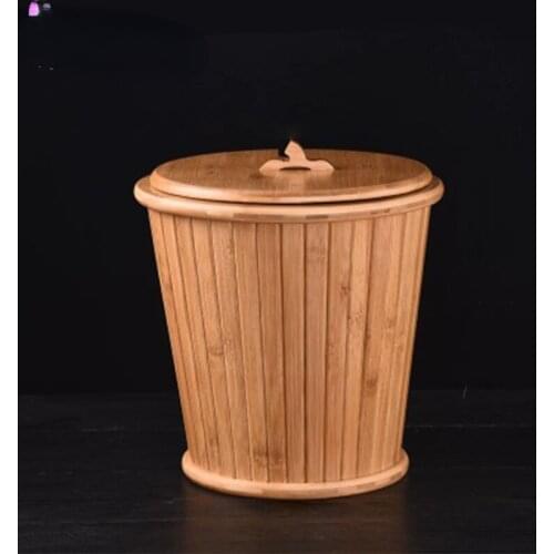 CAKEHOUD Bamboo Bucket Kung Fu Tea Set Drain Tea Slag Barrel Home Retro With Lid Waste Water Container Tea Ceremony Accessories