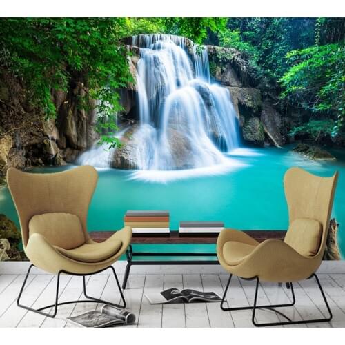 Free Shipping Green Foothills Flowing Water TV Background Wall Decoration Mural Custom 3D Meeting Room Living Room Wallpaper