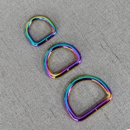 1 Piece 15mm 20mm 25mm Colourful D Ring Metal Belt Ribbon Buckle Handbag Backpacks Strap Link Chain Dog Leash Garment Accessory