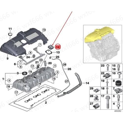 Car Oil cover Filling cover Suitable for E87 E93 E60 E66 F18 F02 E84 F25 E70b mwE83 Sealing cap Oil filler cap Oil filler cap