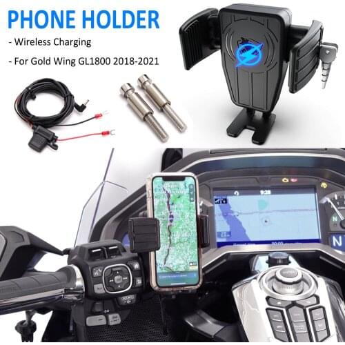 2018 - 2021 GL1800 Motorcycle GPS Phone Holder Wireless Charging Navigation Support Bracket For HONDA Gold Wing GL 1800 F6B DCT