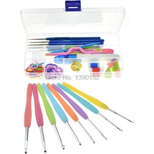 DHL 120set 16pcs/set Crochet Hooks Knitting Craft Case in Case Yarn Hook Stitch Weave Accessories Sewing