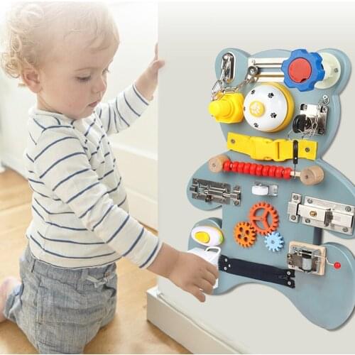 Montessori Busy Board for Toddlers Wooden Sensory Toys Baby Learning Activities for Fine Motor Skills Travel Educational Toys