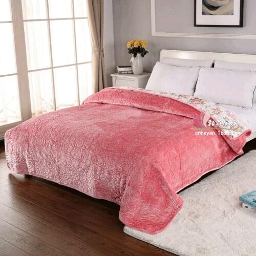 Flannel Rose Embroidered Blanket Warm Blanket Thickened Quilting Seam Blanket