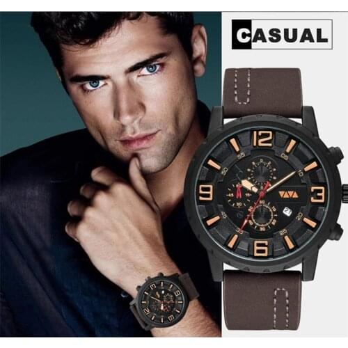 GEJIAN Men's Watch With Leather Strap