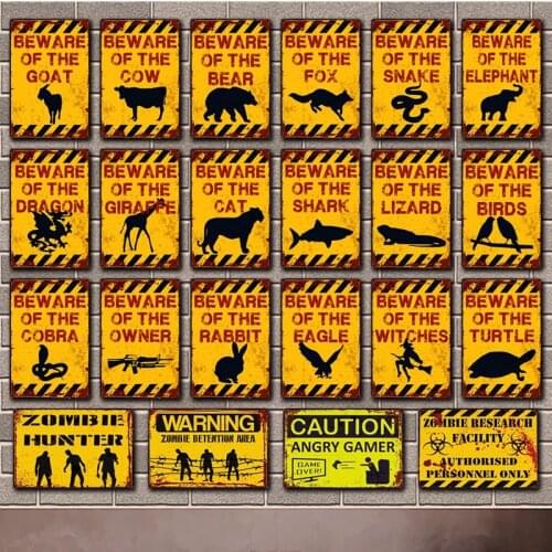 [ Kelly66 ] Beware of Smake Shark Hunter Eaqle Vintage Metal Sign Tin Poster Home Decor Bar Wall Art Painting 20*30 CM Size Dy5