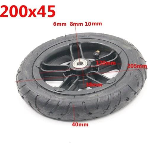 6mm 8mm 10mm inner hole Good quality wheel 200x45 wheel 8 inch Castor Wheel with Tyre & Tube motorcycle parts electric scooter