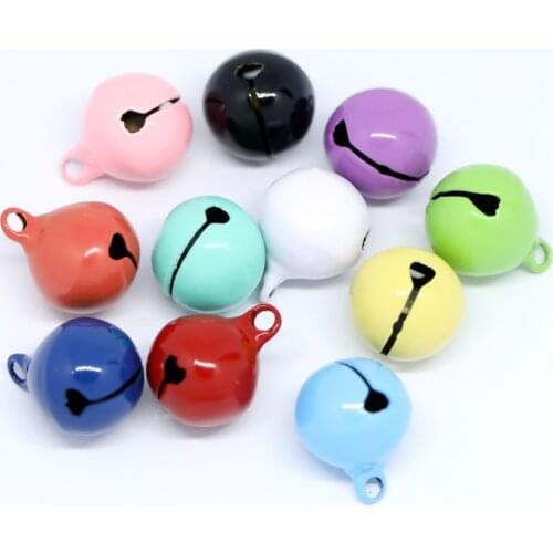 20 pcs 14mm Metal Jingle Bells Painted Color for DIY Keychain pet dog Christmas tree Decor Crafts Accessories Ornaments bead