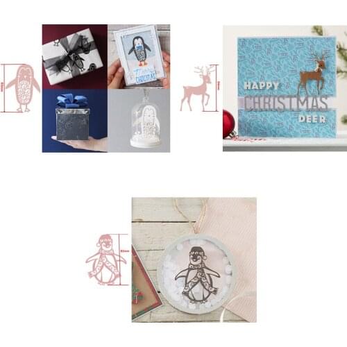 Lovely Winter Christmas Animal Penguin Elk Metal Cutting Dies Scrapbooking Album Paper DIY Cards Crafts Dies Cut New 2019