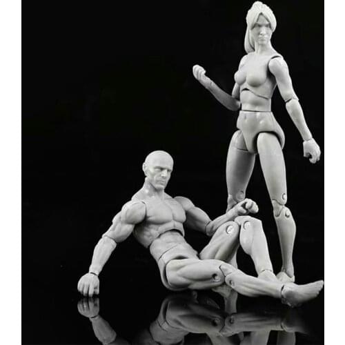 3.75 Inch Male/ Female Body Model Skin Gray Model Painting Tools Articulated Hand-made Model Ornaments In Stock