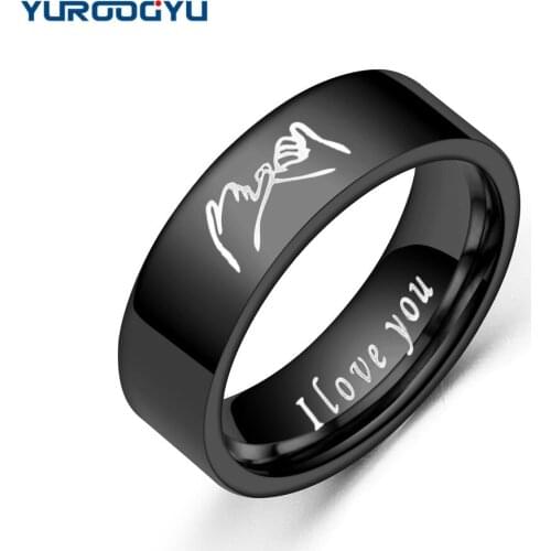 Fashion Hand In Hand Stainless Steel Couple Rings for Women Men Love You Titanium Wedding Ring Jewelry Engagement Gift Wholesale