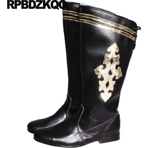 Fall designer mens leather tall boots non slip black runway fashion shoes footwear 2018 chunky full grain riding mid calf on