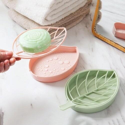 1 pcs Bathroom Gadgets Soap Dish Soap Tray Holder Leaf Shape Soap Holder Non Slip Soap Box Toilet Shower Tray Draining Rack