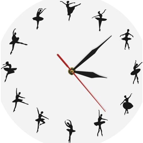 Ballerina Dancers Minimalist Ballet Time Wall Clock Design Dance Studio Wall Decor Modern Wall Clock Dancing Lovers Art Gift