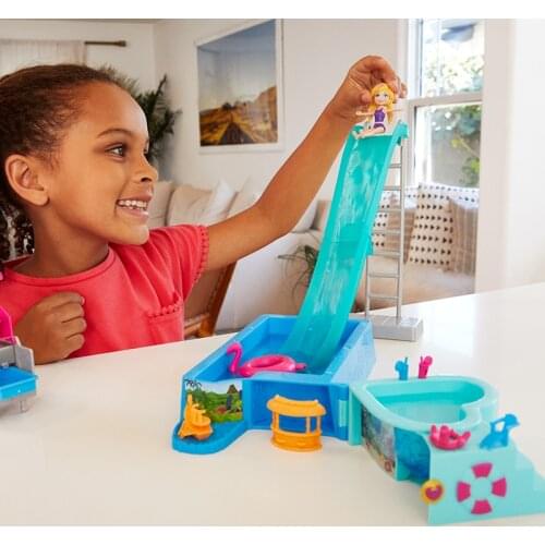 Original Polly Pocket Pool Party Play House Doll Houses Girls Toys FTP75