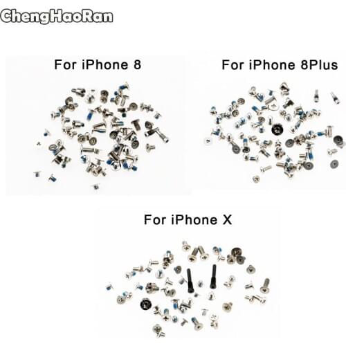 ChengHaoRan Complete Screw Kit For iPhone 8 8Plus 8P X with 2 Bottom Dock Screw Parts Repair Bolts Full Accessories Set