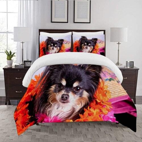 Bed Linens Cute Dog Pet Printed Single Double Duvet Cover Set Twin Full Queen Double Bed Set Kids Boy Girl Home Bedding 3pcs